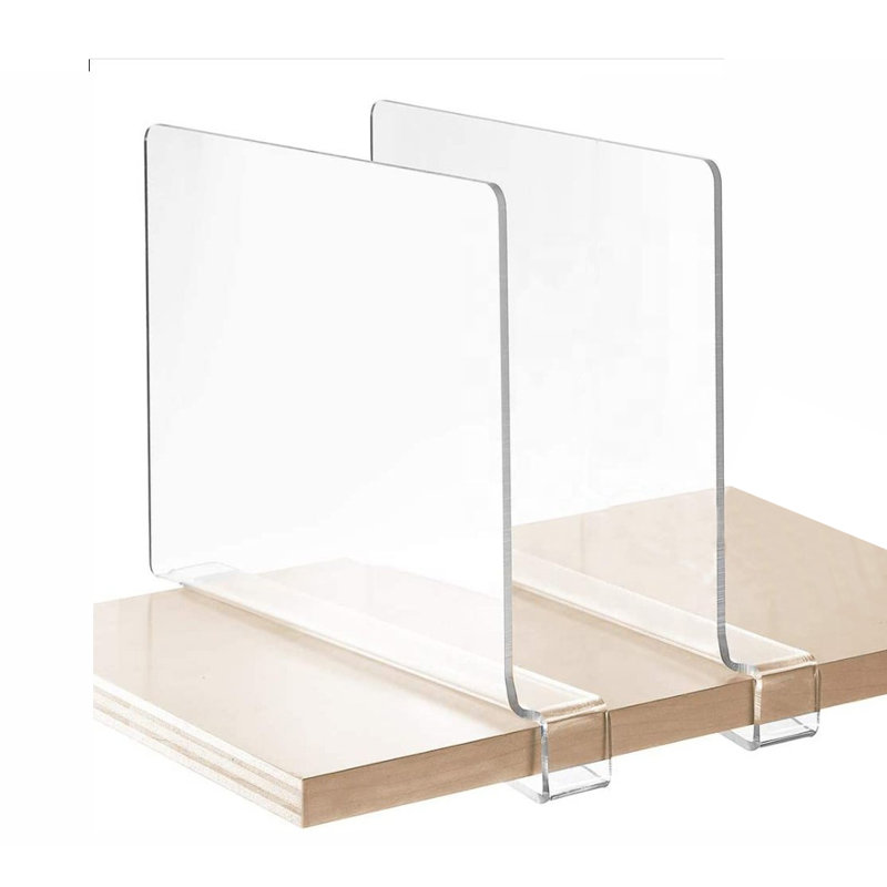 Ensemble de 4 séparateurs de tablettes en acrylique transparent transparent, accessoire de rangement peu encombrant pour garde-robe de cuisine