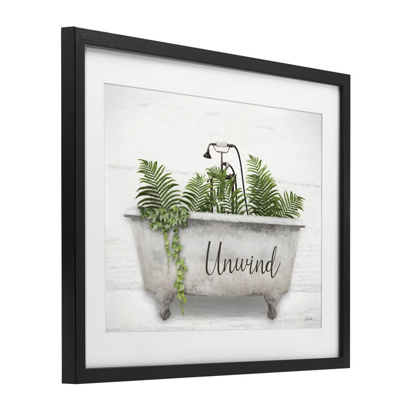 «Unwind Bath», impression de Lori Deiter, H 13 po x l 16 po, Cadre noir minuit