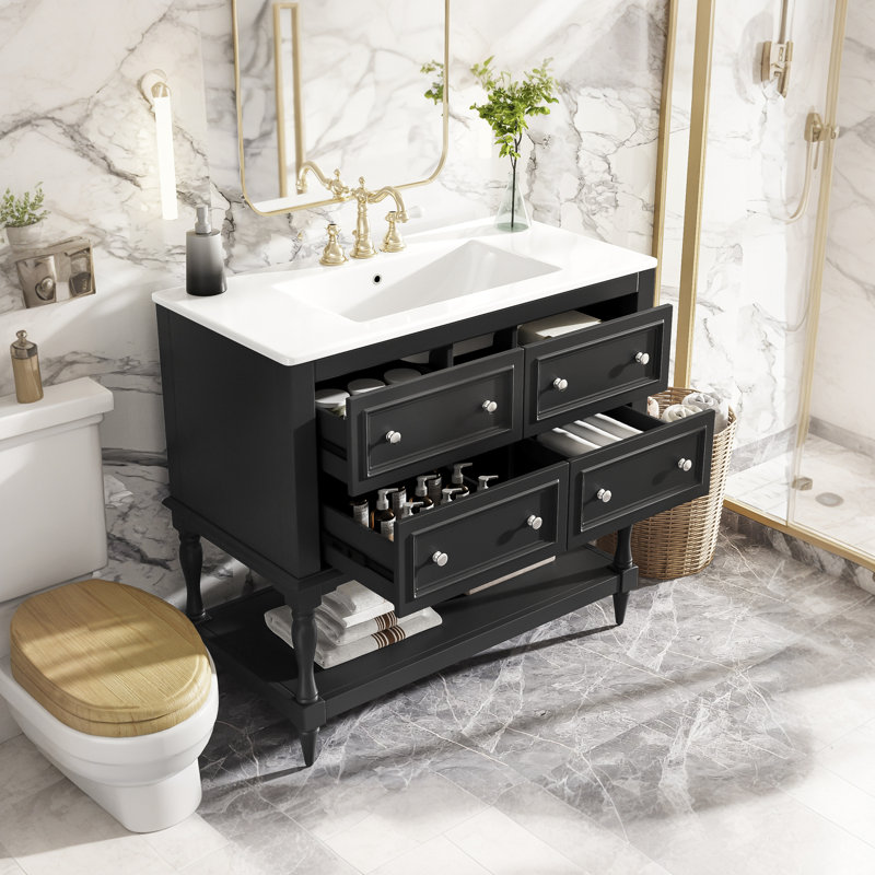 Ensemble de meuble-lavabo autoportant 36 po avec lavabo 36 po, Noir