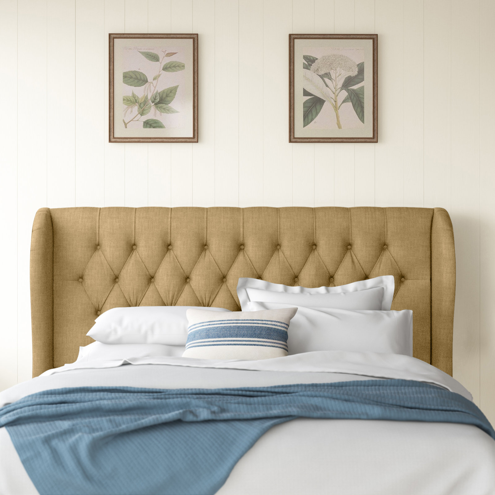 Tomey Pine Headboard, California King, Classic Sandstone Linen