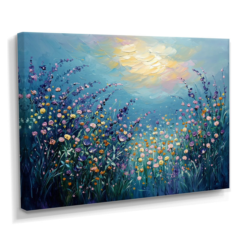 Gerace Dreamscape Wildflowers Sunrise Field - Art mural sur toile fleurs sauvages, H 30 po x l 40 po, Toile tendue