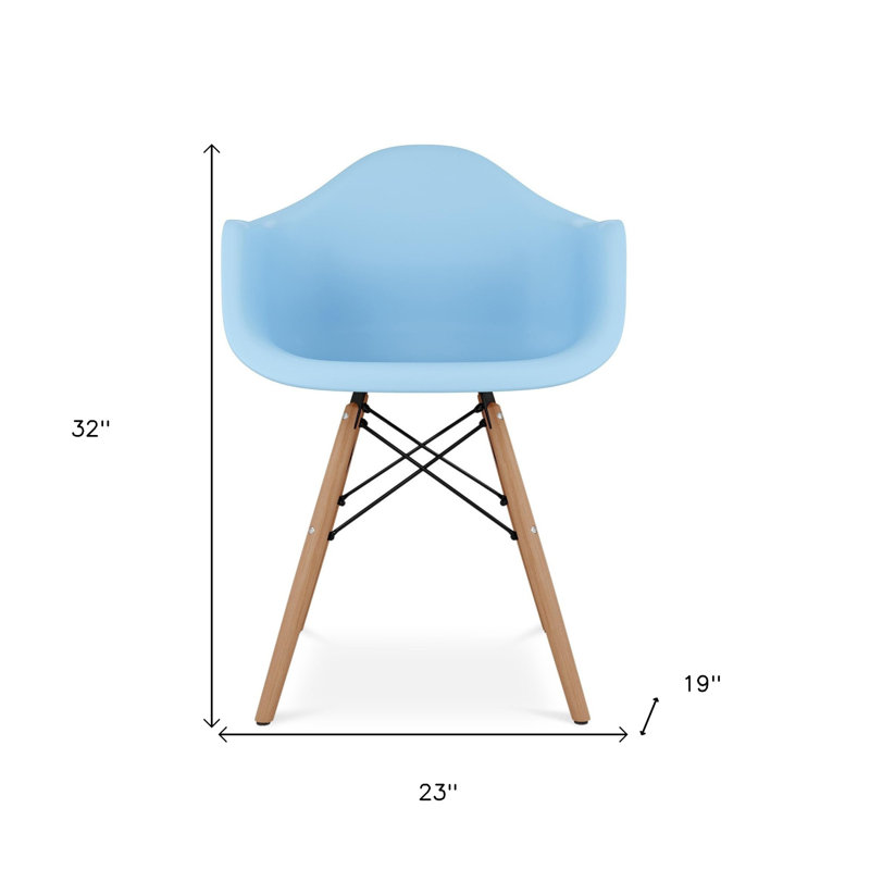 Chaise de salle à manger bleue et naturelle en plastique et bois massif