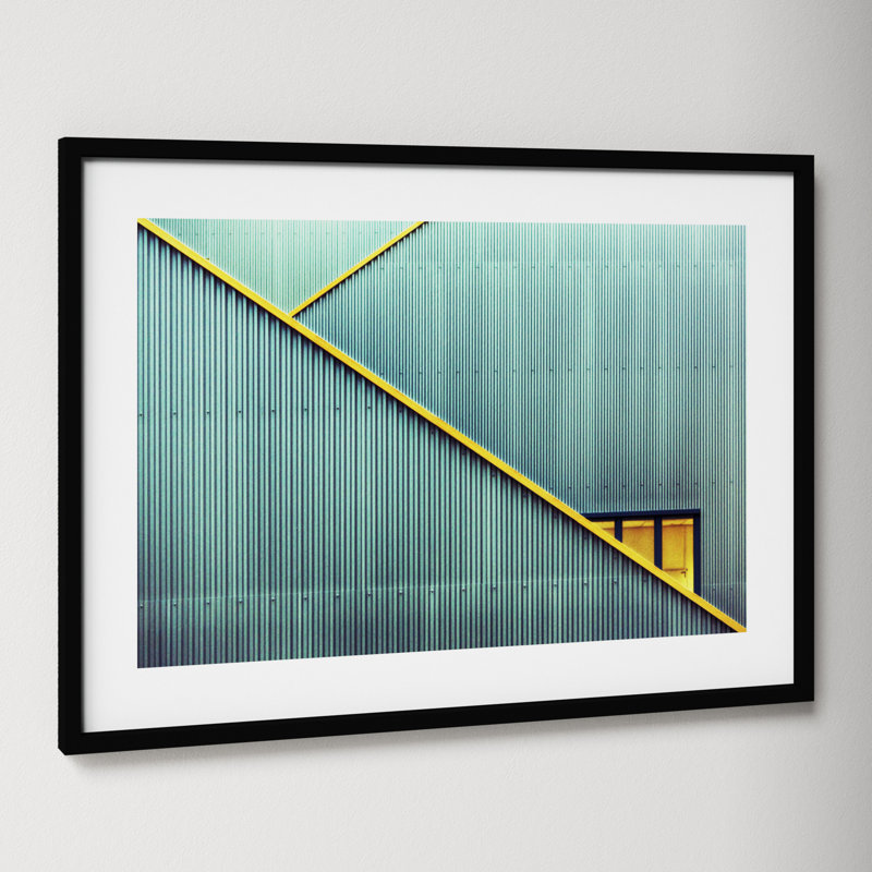 " Stairs " by Jan Niezen, 14" H x 19" W x 1" D, Black Framed Paper