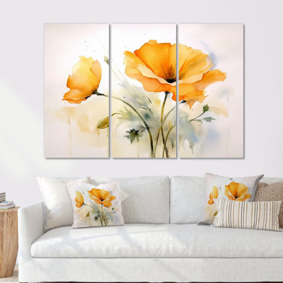 Watercolor California Yellow Poppy - Ensemble de décorations murales californiennes