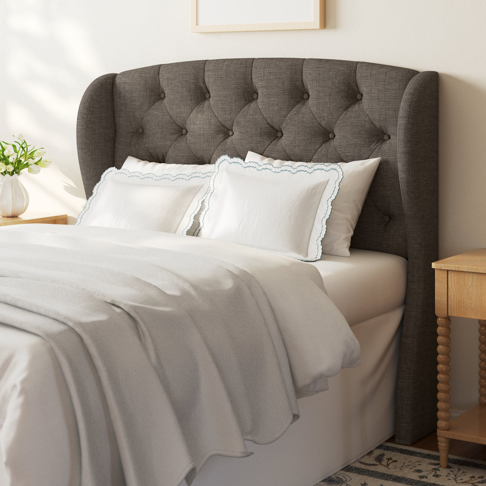 Sornson Upholstered Headboard, Queen/Full, Grey