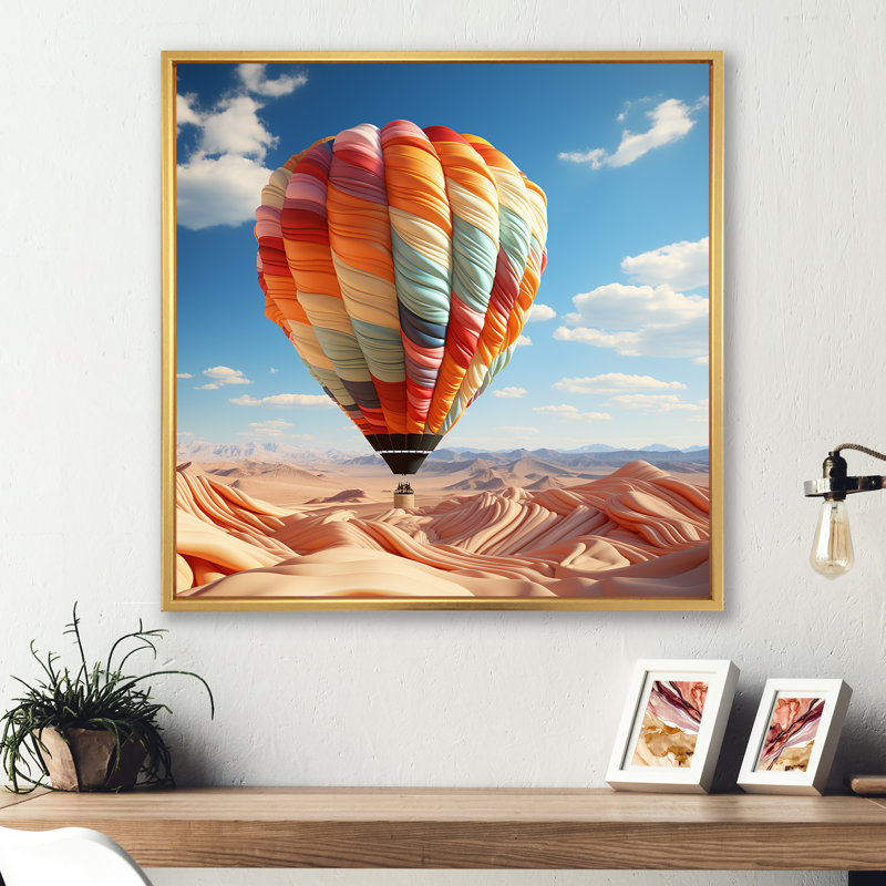 «Abstract Colorful Balloon Soaring II», reproduction sur toile, Cadre flottant doré, H 30 po x l 30 po x P 1 po