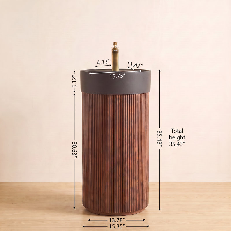 Meuble-lavabo sur pied à simple cuve en noyer avec grain de bois noyer 16 po x P 16 po x H 34 po H 16 po., Walnut