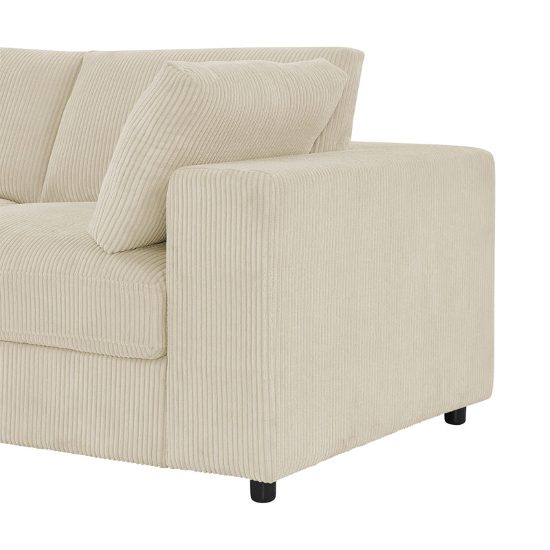 Canapé modulaire réversible en velours côtelé, Velours côtelé beige, 33" H x 132" W x 94" D, Beige