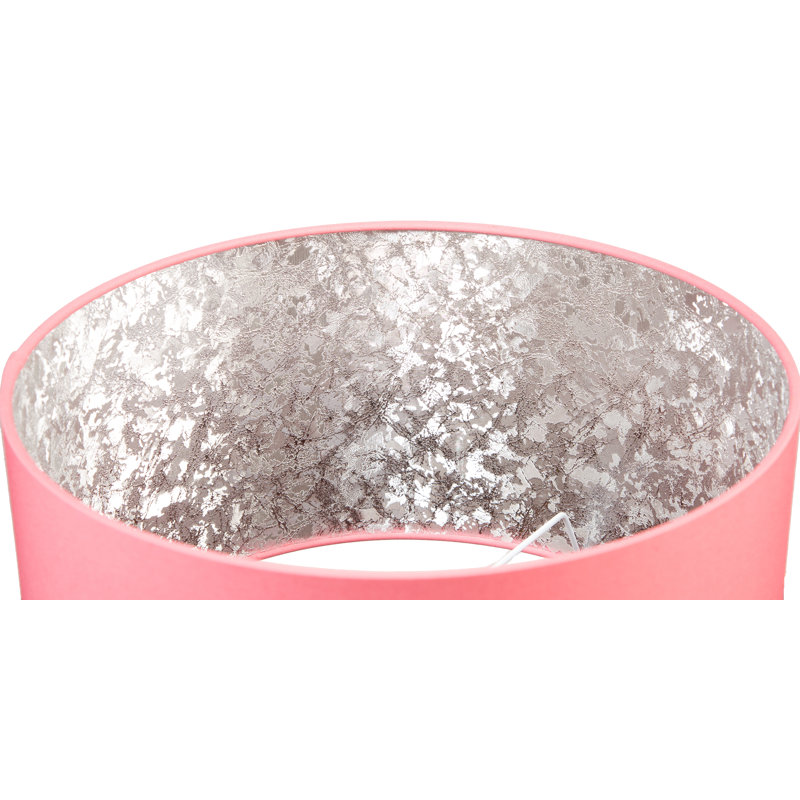 Cotton Drum Lamp Shade ( Screw On ), Blush Pink/Silver, 20cm H x 30cm W x 30cm D