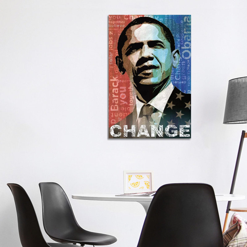 Obama: Change by Keith Mallett - Wrapped Canvas Print, 101.6 cm H x 66.04 cm W x 3.175 cm D