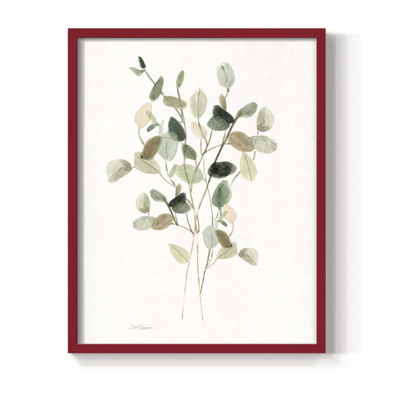 «Leafy Botanical I», reproduction encadrée - bois massif, H 15 po x l 12 po, Rouge