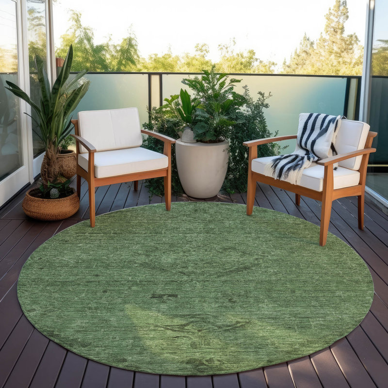Malia Fern Washable Indoor-Outdoor Rug - , 8' x 8'