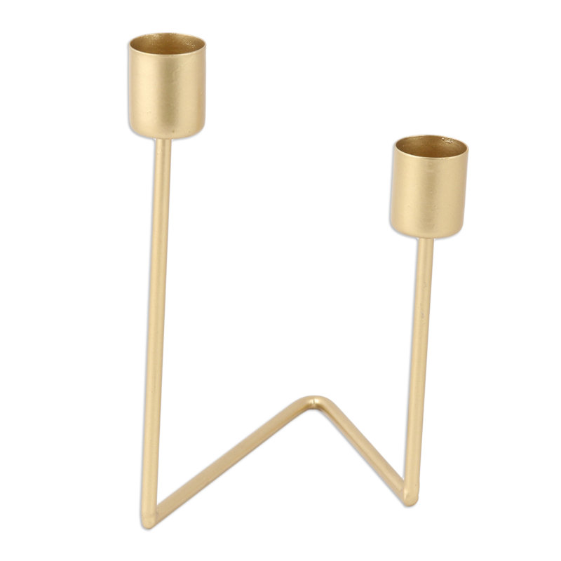 Handcrafted Gold Iron Dual Pillar Candle Holder