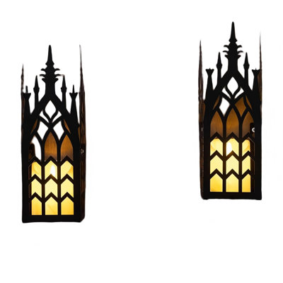 Bougeoir mural, ensemble de 2, fenêtre d'église noire