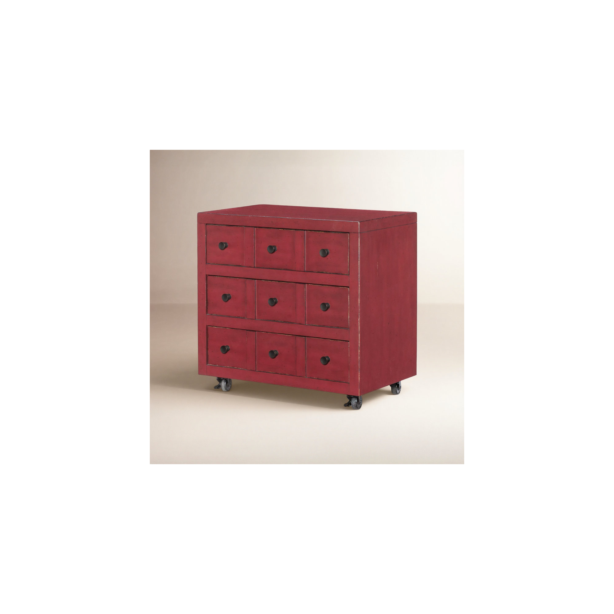 Country Living 3-Drawer Nightstand, Red