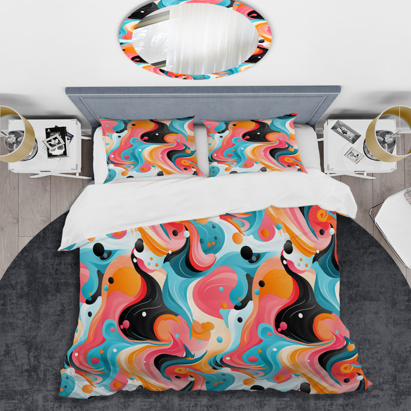 Literie colorée Mirage II Popart, Housse de couette pour très grand lit et 2 très