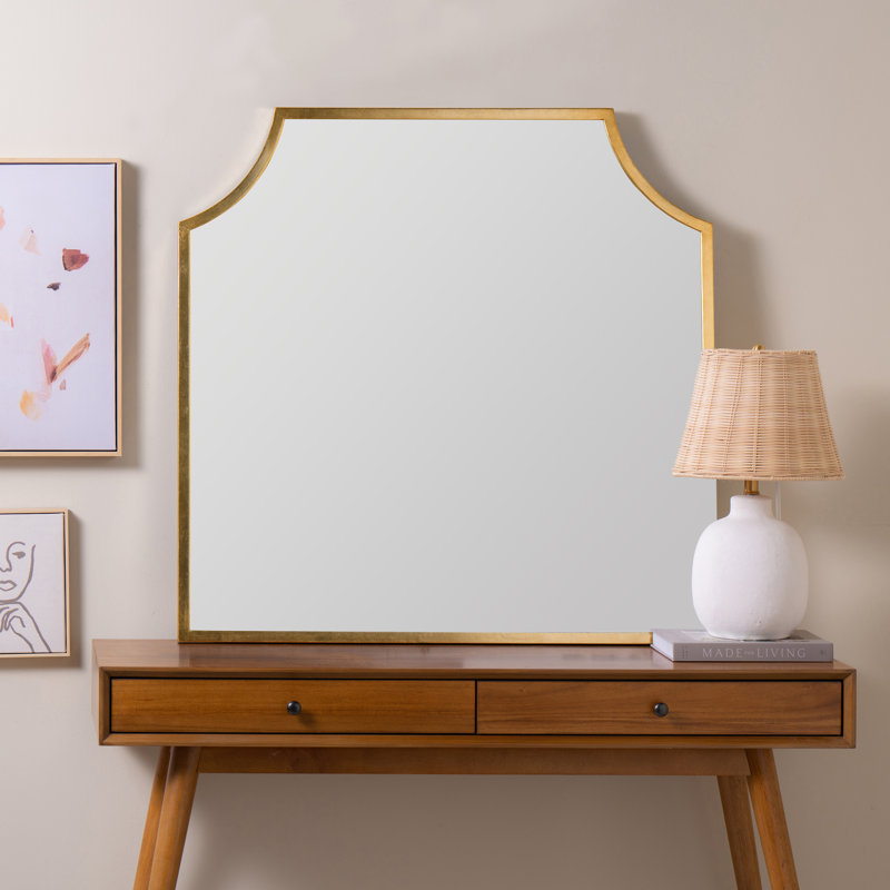 Simone Mantle Collection Flat Metal Mirror, Gold