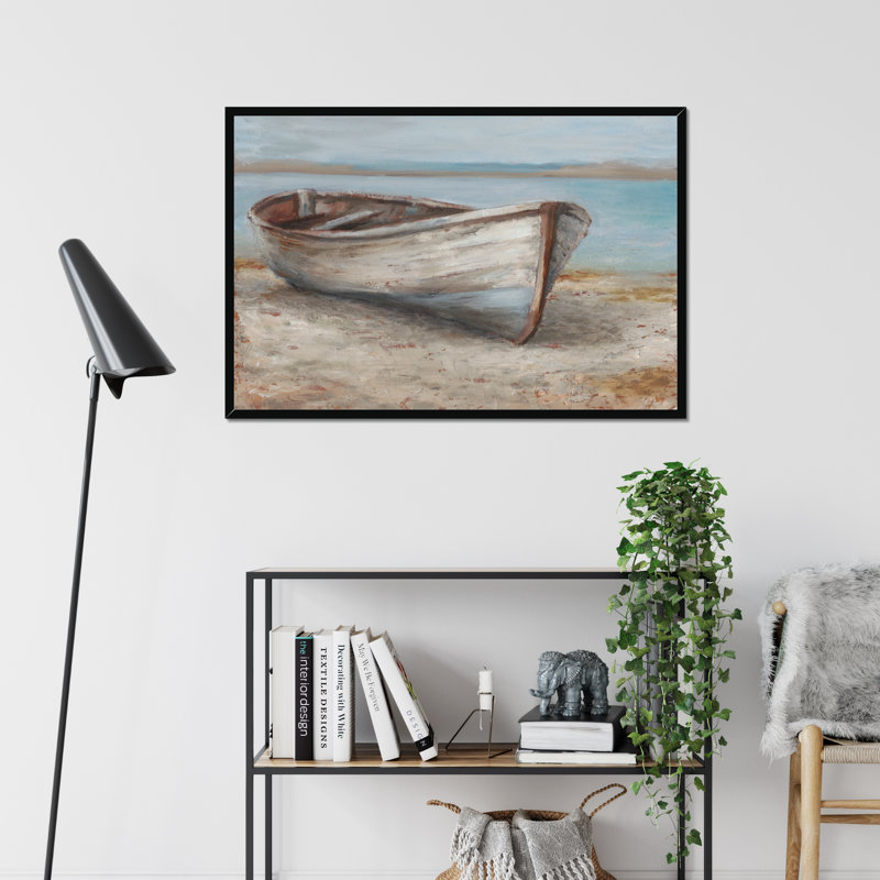 Whitewashed Boat I by Ethan Harper - Painting, Black Framed Paper Print, 65cm H x 95cm W