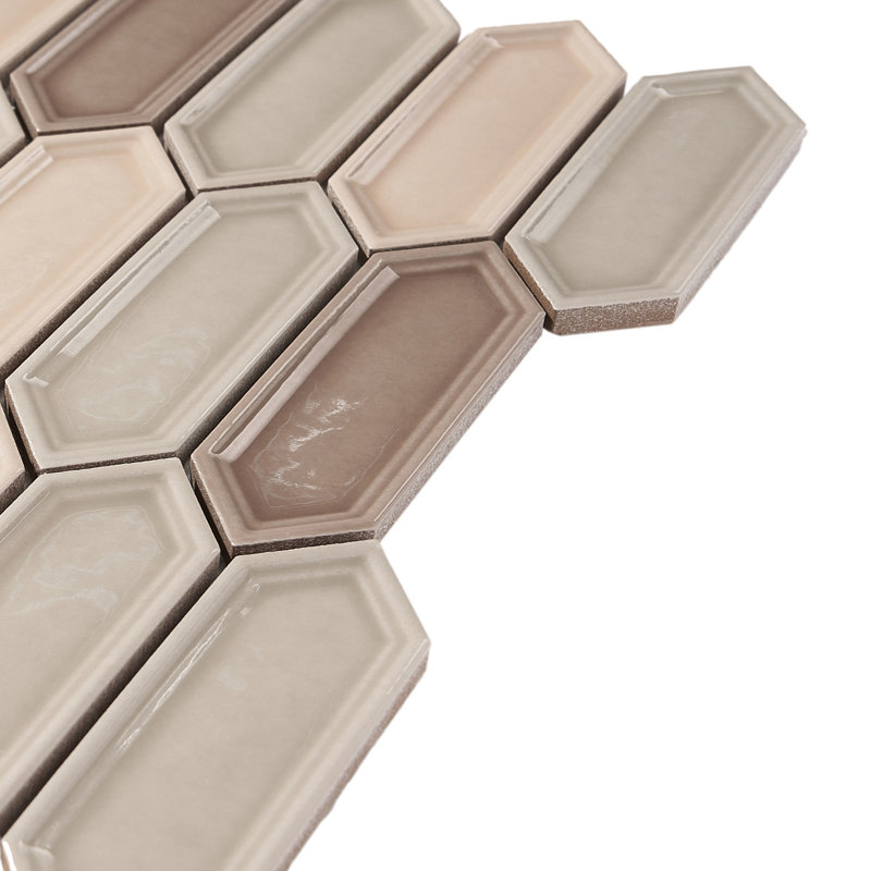 Carreau de mosaïque à joint brique en porcelaine 1,2 po x 4,2 po, Taupe