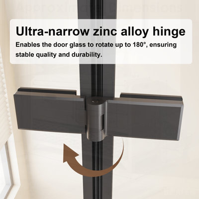 Framed Bi-fold Pivot Shower Door, Clear Tempered Glass with Stainless Steel Handle, Space-saving and Reversible Installation