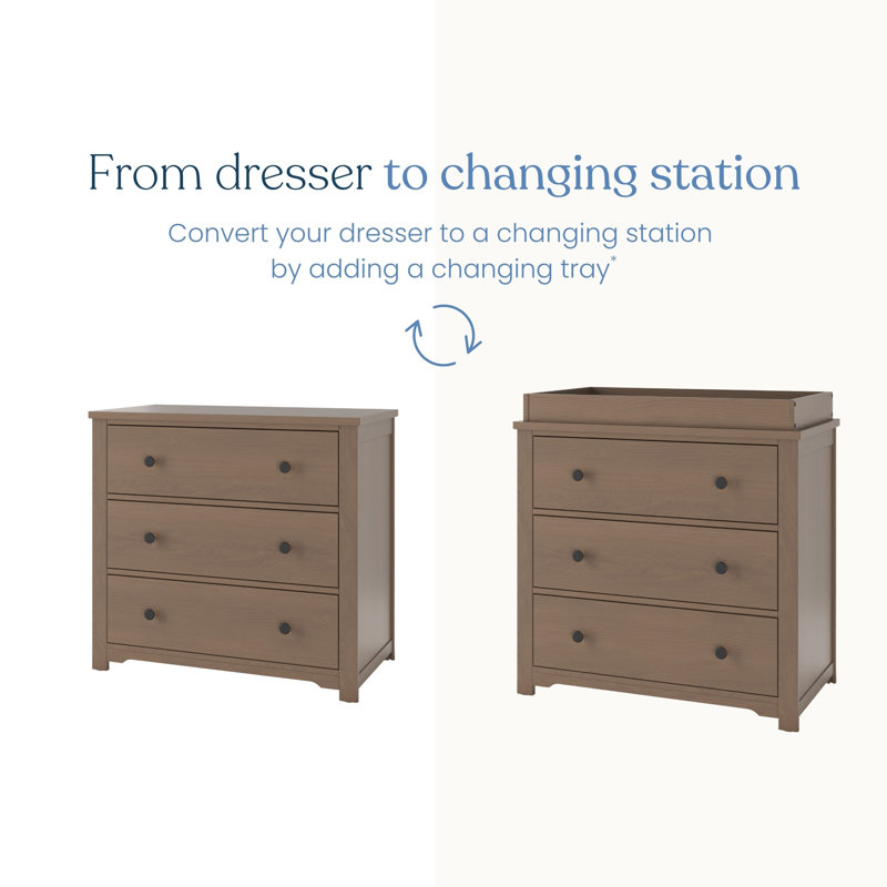 Harmony 3-Drawer Changing Table Dresser, Dusty Heather