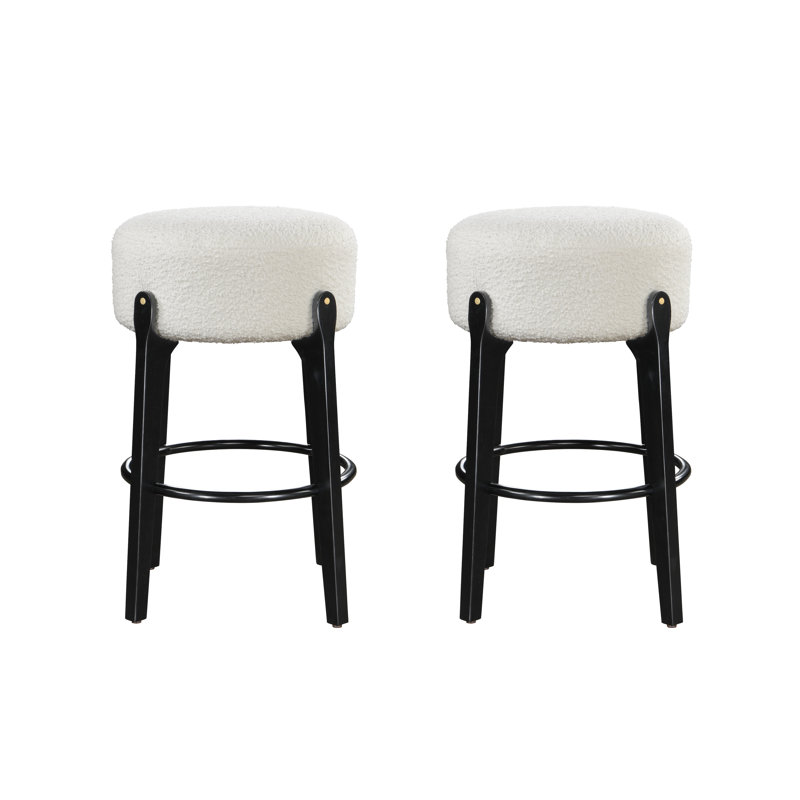 Tabouret Ellie, Boucle blanche / base noire, Tabouret de bar (siège d'une hauteur de 30,10 po)