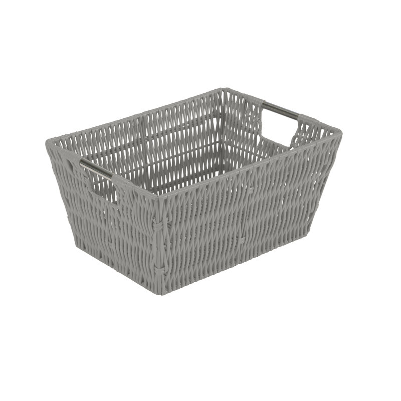 Coastal Charm Rattan Storage Tote Set with Stainless Steel Handles