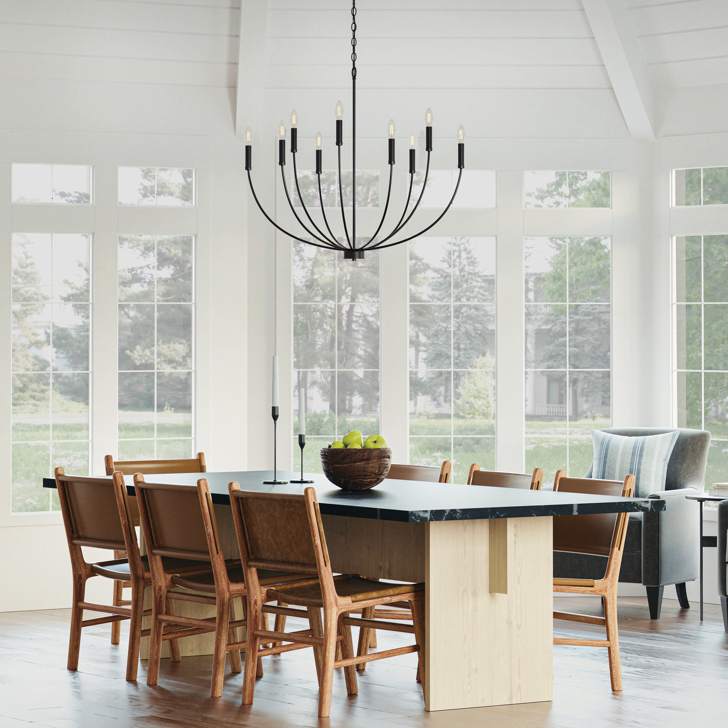 Ansley Dimmable Classic / Traditional Chandelier, Black, 9 Lights
