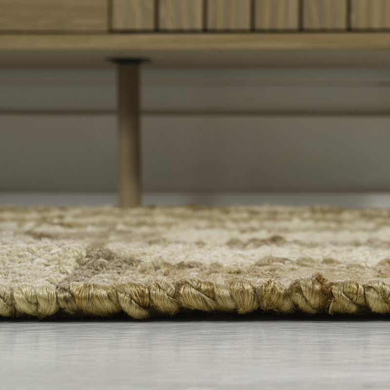 Nigel Modern Farmhouse Woven Jute Checkerboard Natural/Bleach Rug, Tapis de couloir 2 pi x 8 pi