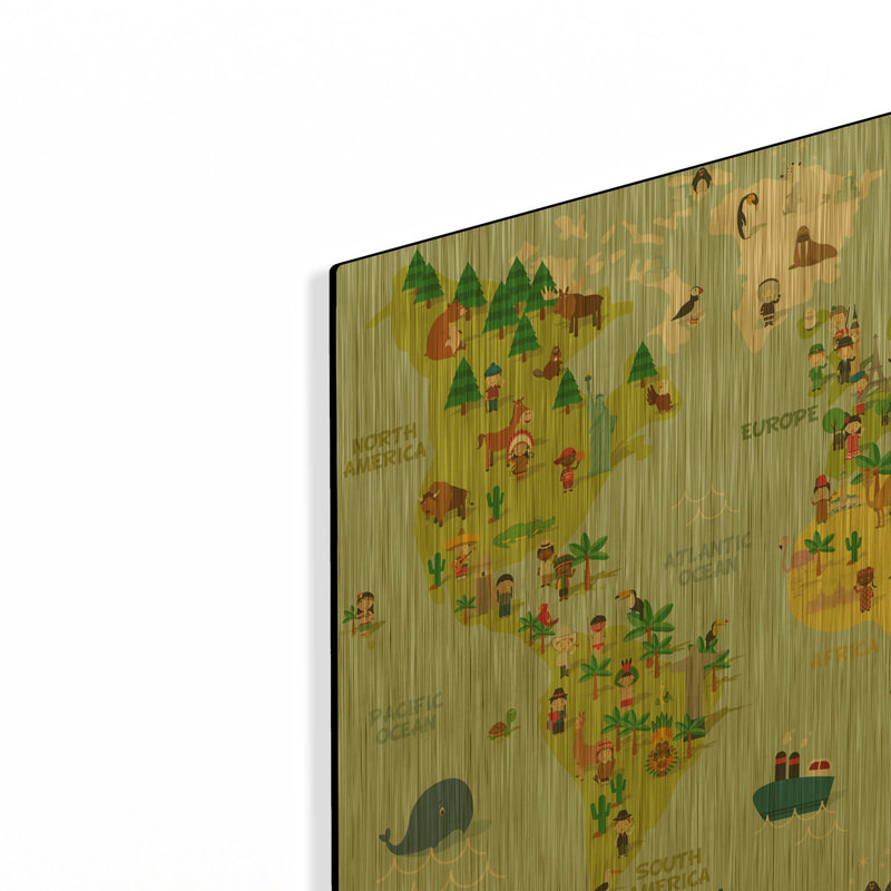 «Kids Map» par Luxe, art mural en métal doré, 16 po x 12 po, 24 po x 16 po