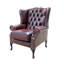 Upholstered Full Grain Leather Wingback Chair-75262732