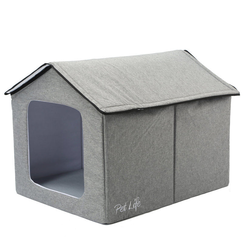 Maison pour animaux pliable intelligente «Hush Puppy» Pet Life, H 16,5 po x l 16,5 po x P 19 po, Gris