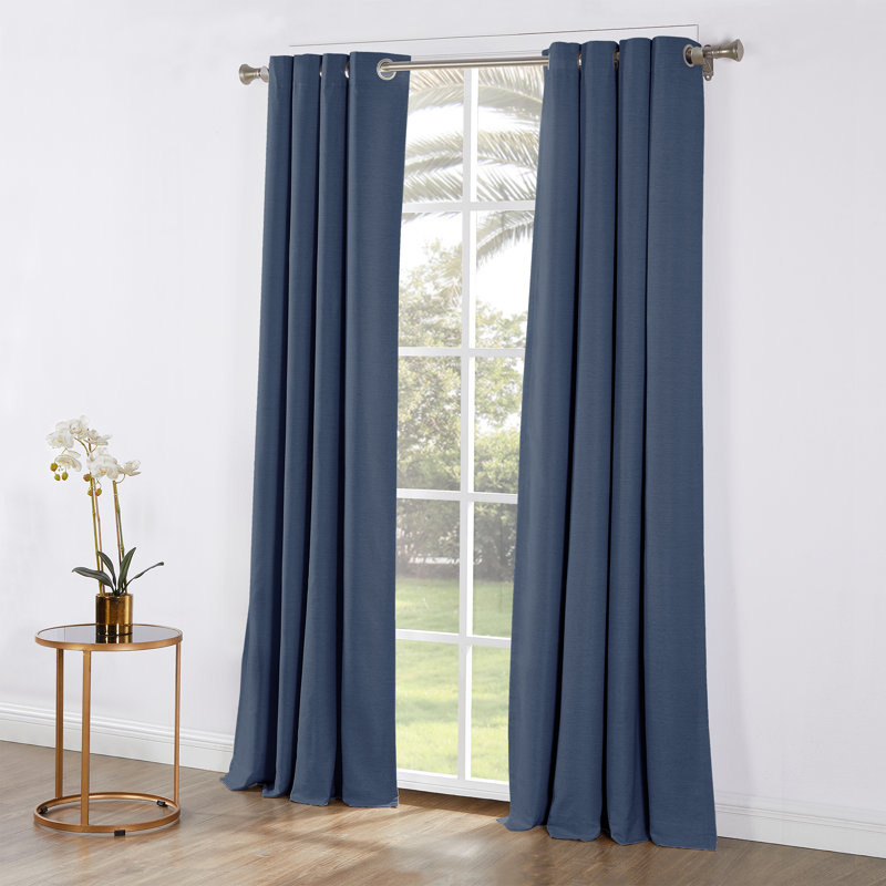 Holloman Solid Color Max Blackout Thermal Grommet Curtain Panel, 52" W x 84" L, Navy