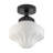 1-Light Vintage Schoolhouse Fluted Glass Semi-Flush Mount Ceiling Light, Dimmable-1097266423