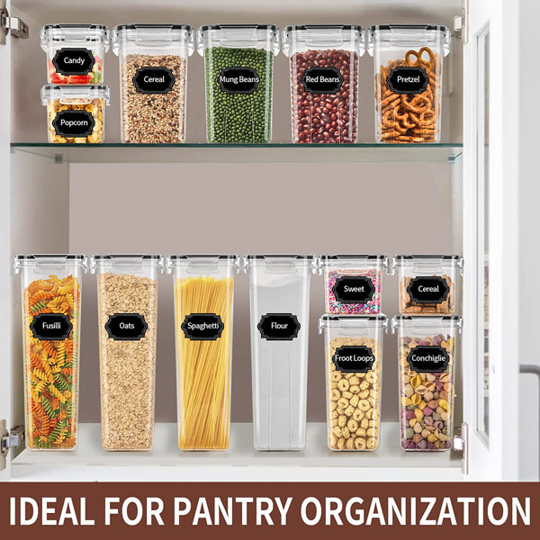 Airtight Food Storage Containers Set, Vtopmart 24pcs Plastic Kitchen and  Pantry Organization Canisters, Black