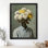 «Black Headless Vintage Headless Man with Blooming Flowers», reproduction d'art encadrée de style surréalisme