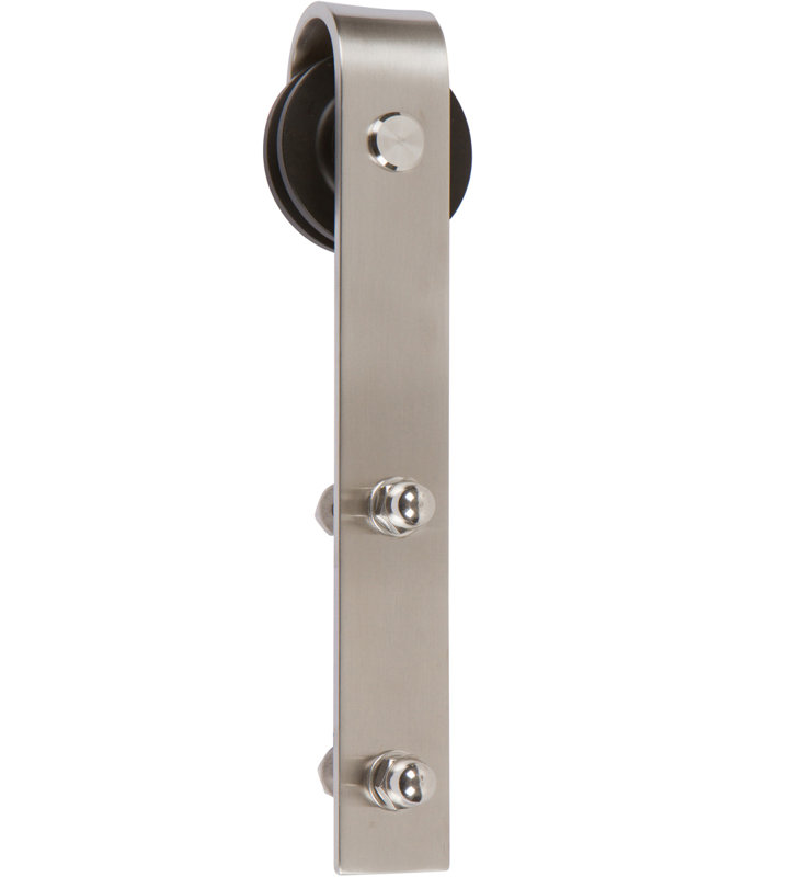 Steel Single Door Barn Door Hardware Kit Standard Single, Satin Nickel, 96 in