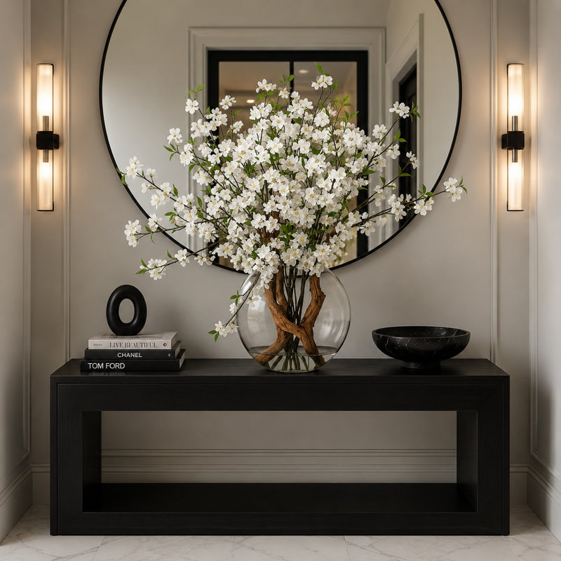 Faux Floral in Vase, White
