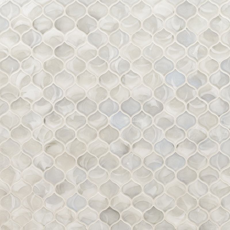 Nacre Blanc Lantern 10 in. x 10 in. Glossy Glass Mosaic Wall Tile