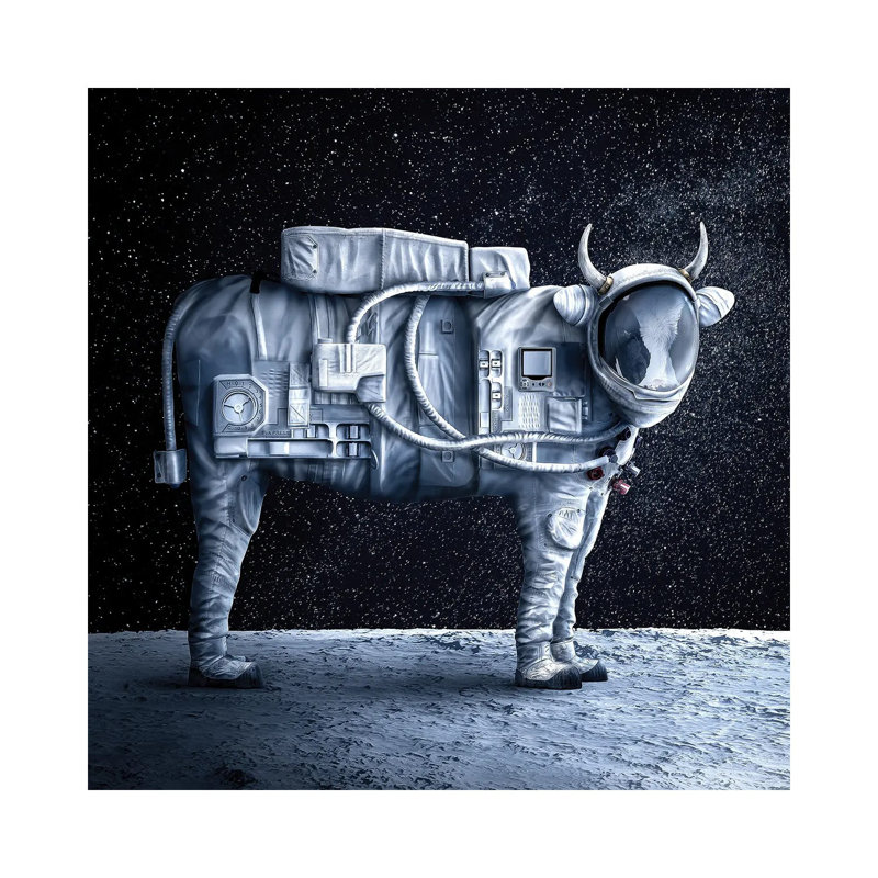 Fabuleon: Cowmonaut by Spielsinn Design - Gallery-Wrapped Canvas Giclée on Canvas, 66.04 cm H x 66.04 cm W x 1.91 cm D