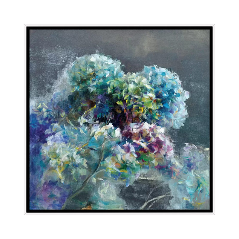 «Abstract Hydrangea Dark», reproduction sur toile tendue, H 12 po x l 12 po x P 1,5 po, Toile avec cadre blanc