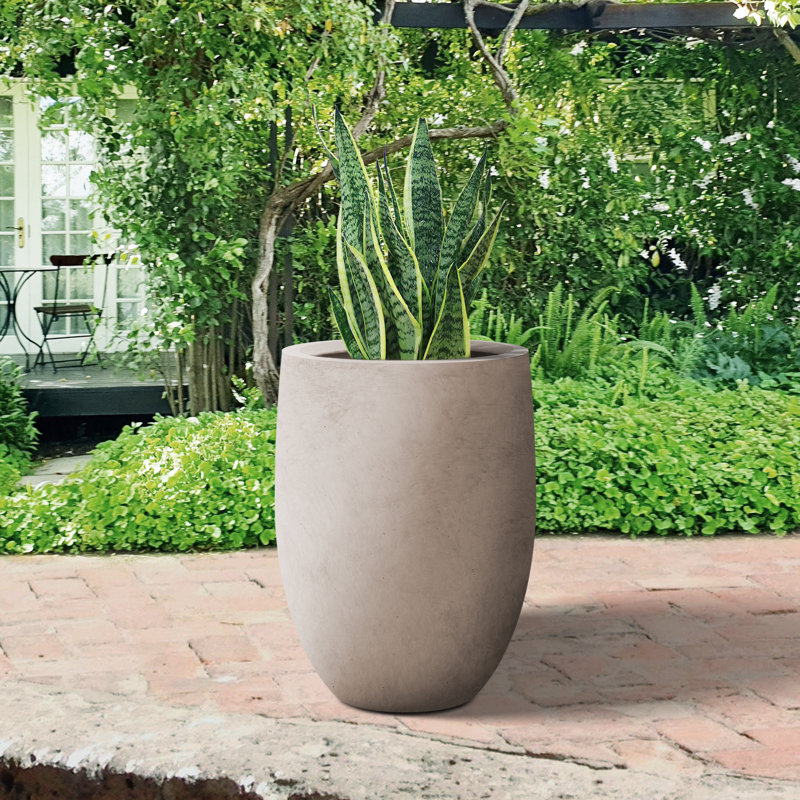 Pots à fleurs ronds faits à la main avec trou de drainage l 16 po x H 21,5 po, Brun, H 21,7 po x l 17 po x P 17 po