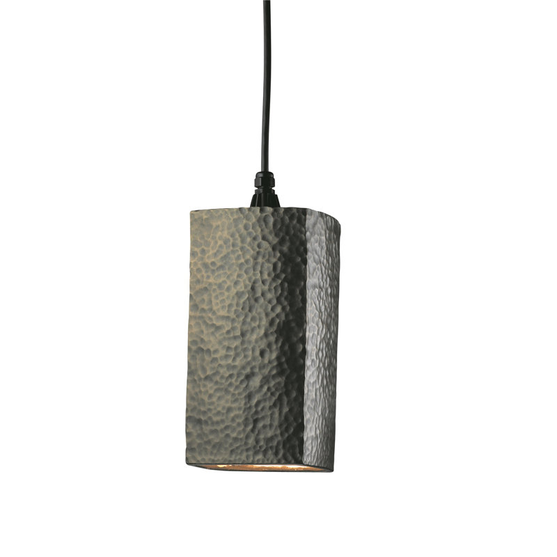 Luminaire suspendu rectangulaire 1 lumière Custinne, Laiton martelé, Câble noir