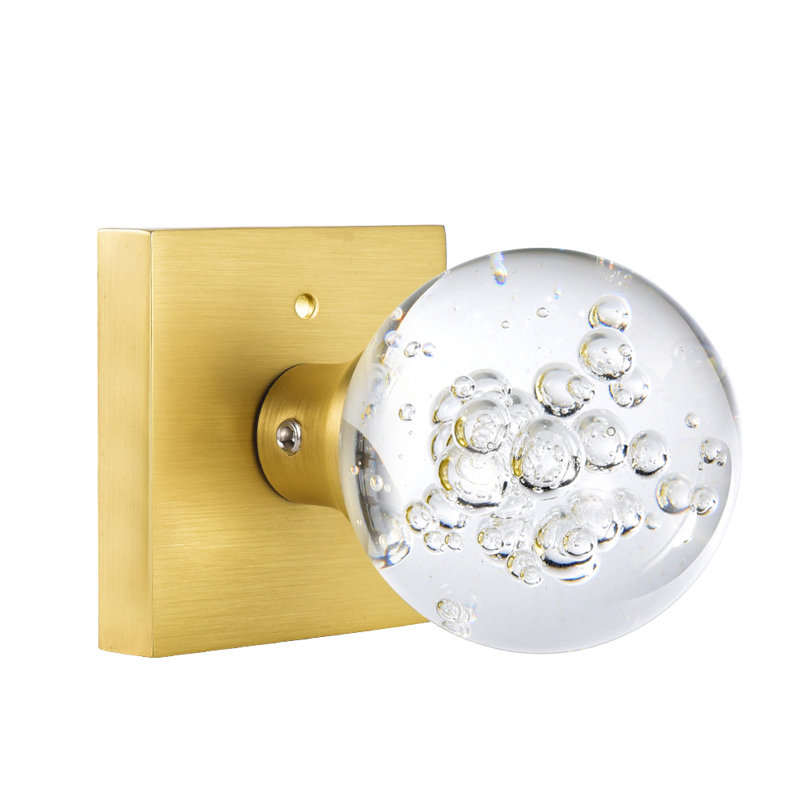 Coolnews Modern Grace Series - Crystal Door Knobs, Brass, Privacy