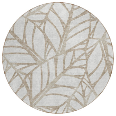 Tapis rond 8 po beige et brun