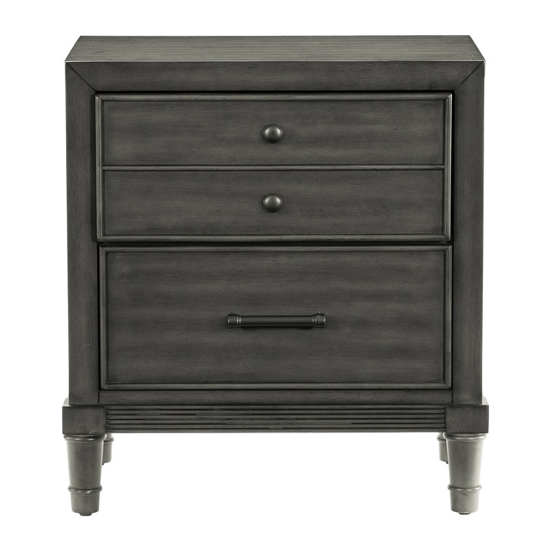 Bedroom Nightstand In Grey With Quality Materials Engineered Wood - Transitional Style Piece
