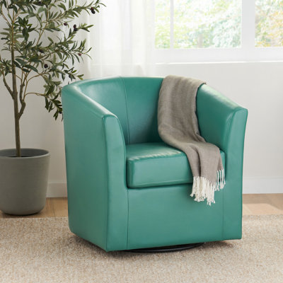 Modern Turquoise Pu Accent Chairs With Swivel For Home
