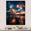 Feux d'artifice vert et rouge au bord du lac II - Feux d'artifice, art mural-429538956-463341541