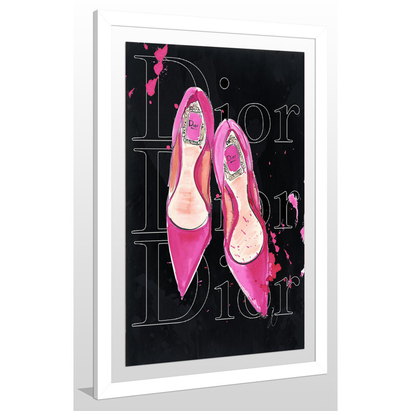 « b rose dior chaussures », impression, H 39,5 po x l 27,5 po x P 0,75 po, Cadre en acrylique blanc