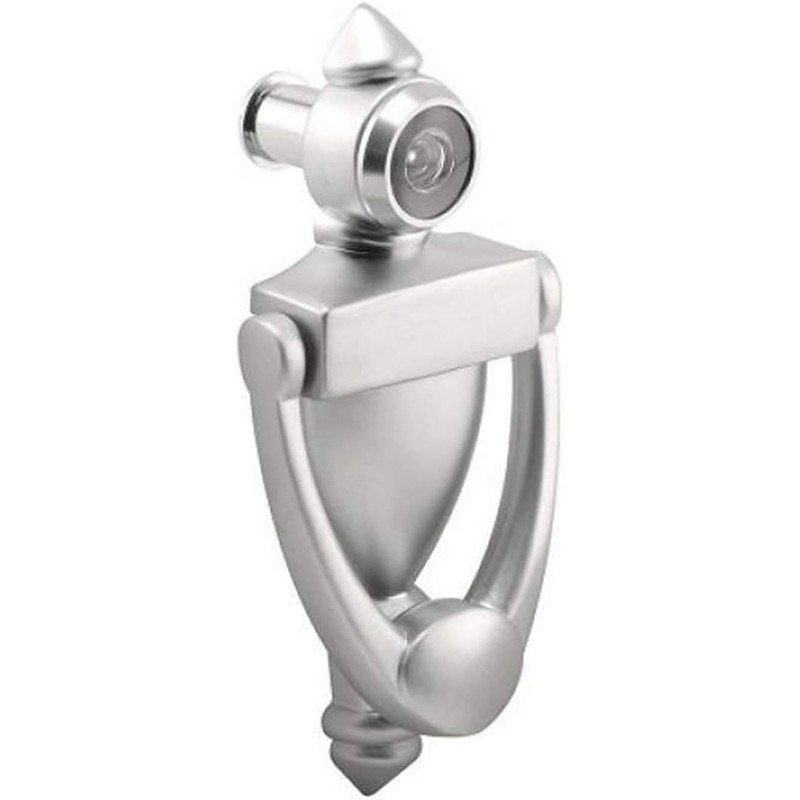 High Door Knocker W/220 Degree Viewer, Satin Nickel, 5.5" H x 2.5" W x 1.13" D